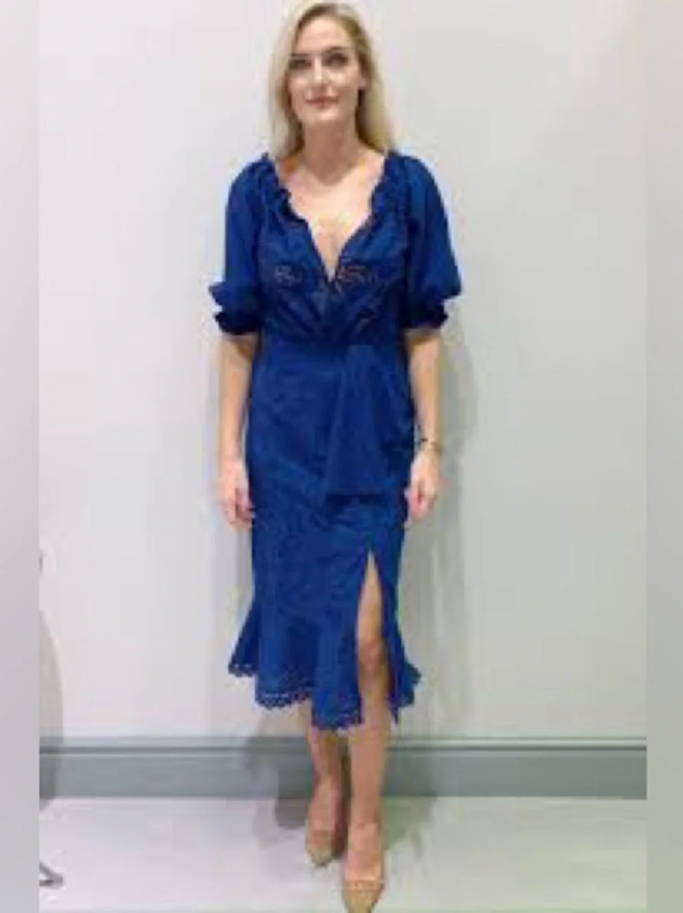 Saloni Olivia French Lace Midi Dress - Picture 3 of 10